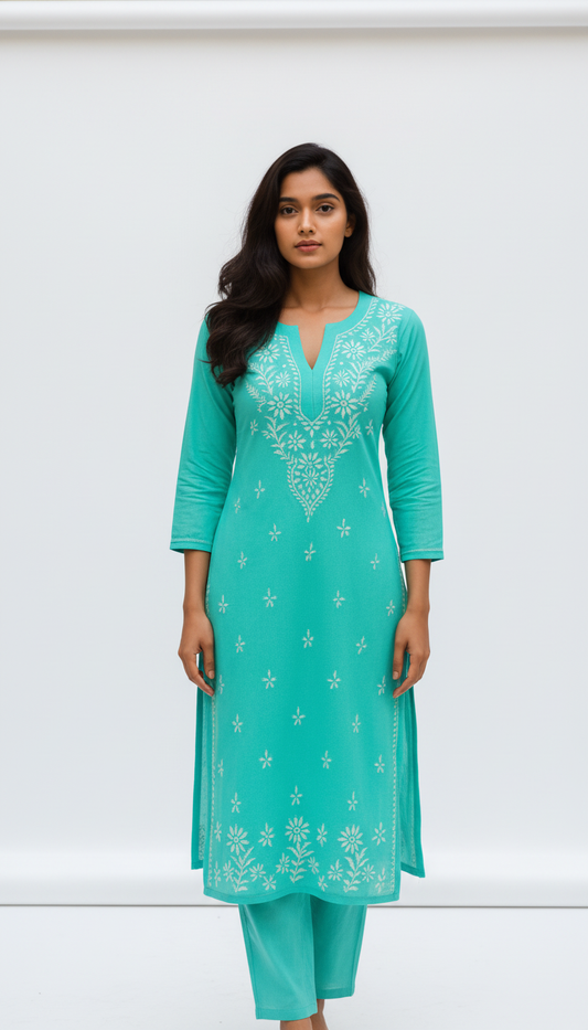 3D Georgette Chikankari Kurtis